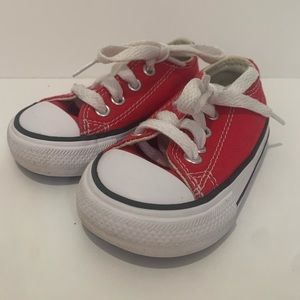 Classic red and white toddler Converse sneakers